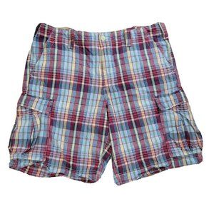 Polo Jeans Company Ralph Lauren Men's 40 Plaid Cargo Shorts Preppy Flat Front